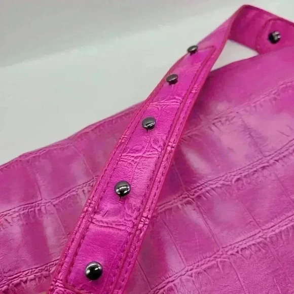 BCBGENERATION Jumbo Purple Black Tote Bag Zipper / Pockets Snap Button Medium - Picture 10 of 13